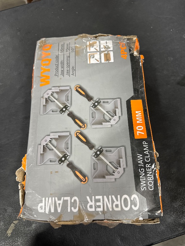 Photo 1 of WYQYQ 4pcs Corner Clamp - Right Angle 90 Degree Wood Clamps For Woodworking, With Adjustable Swing Jaw Aluminum Alloy Frame, For Welding, DIY Woodworking