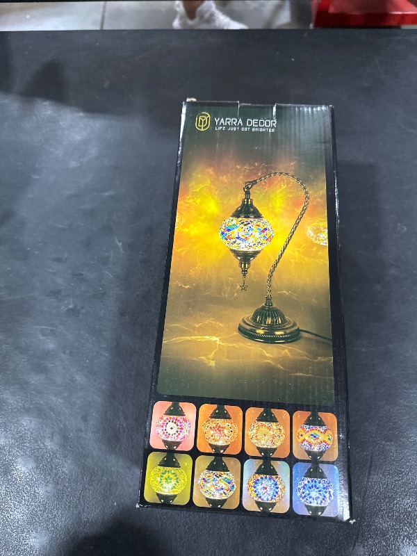 Photo 1 of Yarra-Decor Turkish Moroccan Lamp with Bronze Base 3 Color Options Handmade Swan Neck Tiffany Mosaic Glass Bedside Lamps for Bedroom (LED Bulb Included)