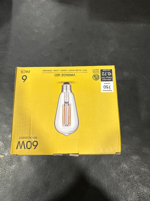Photo 1 of Gozelux Vintage LED Edison Bulbs 6W, Equivalent 60W Incandescent, Warm White 2700K, ST58 Antique LED Filament Bulbs with 90+ CRI, E26 Medium Base,Dimmable, Clear Glass, Pack of 6