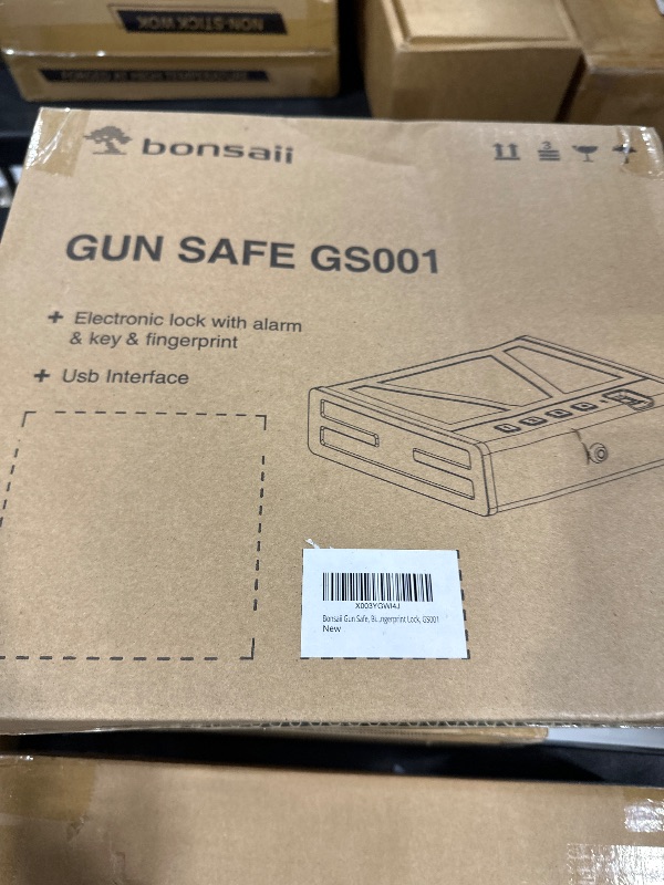 Photo 1 of Bonsaii  Safe for Handgun, 3 Ways Quick Access Biometric Gun Safe for Pistols, Fingerprint Pistol Safe with Type-C Port, Small Handgun Safe Lock Box with Light for Nightstand, Bedside, Car, Home