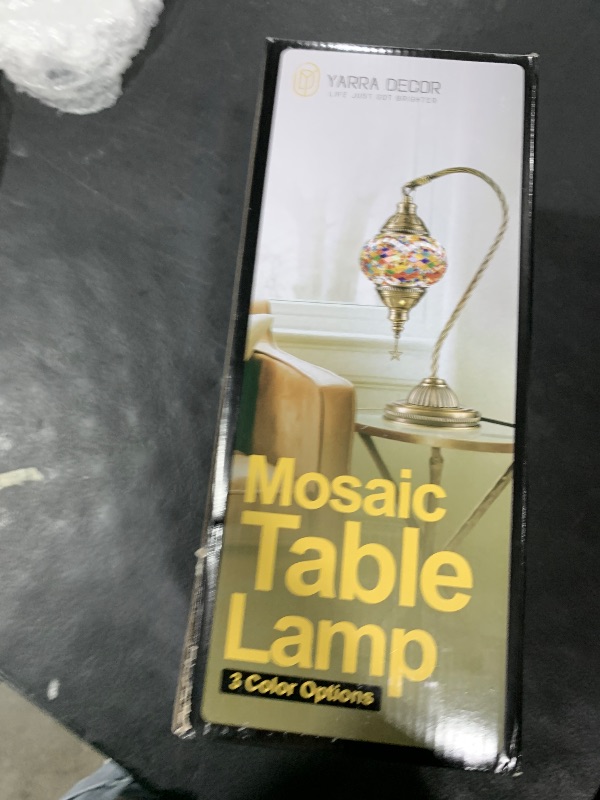 Photo 1 of Yarra-Decor Turkish Moroccan Lamp with Bronze Base 3 Color Options Handmade Swan Neck Tiffany Mosaic Glass Bedside Lamps for Bedroom (LED Bulb Included)