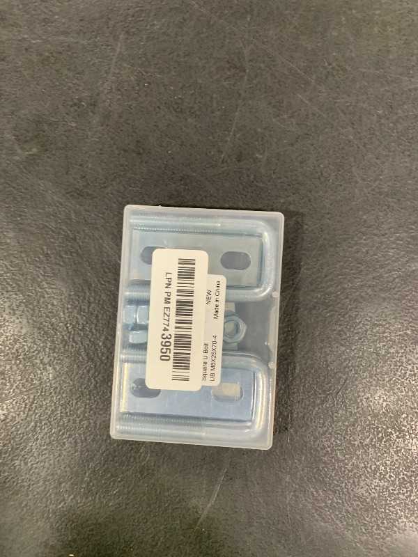 Photo 1 of MewuDecor Square U Bolt 4 Sets, 25mm (1") Inner Width 70mm (2.75") Length, Carbon Steel in Zinc U Bolt, M8 with Nut, Plate, Washer, (M8 x 25 x 70mm)