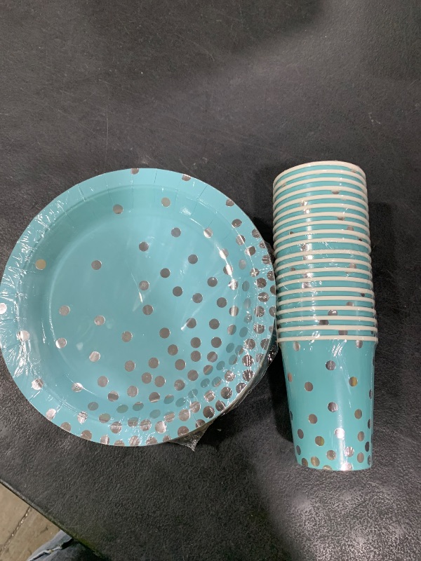 Photo 1 of party decorations plastic plates pink 20ct and blue 20ct with 20-piece paper cups all blue 