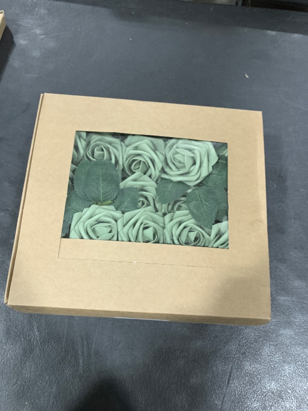 Photo 1 of Ling's Moment Artificial Flowers 50Pcs Elf Green Roses Decor w/Stems,3" Real Touch DIY Foam Floral for Wedding Bouquet/Centerpieces, Outdoors Party Backdrop, Room/Table, and Garden/Pot Decorations
