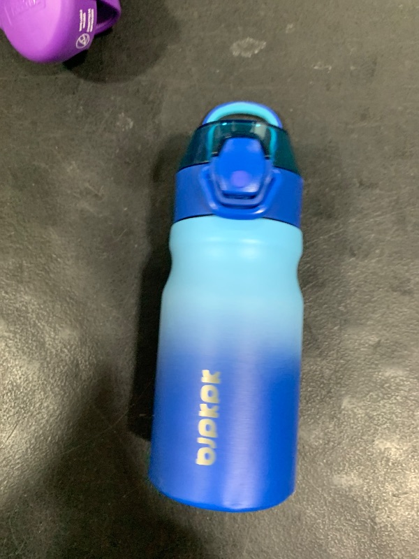 Photo 1 of BJPKPK 14oz Insulated Water Bottle With Straw Stainless Steel Double Wall Water Bottles BPA Free Leak Proof Thermo With Lockable Flip Lid And Soft Silicone Spout,Sky
