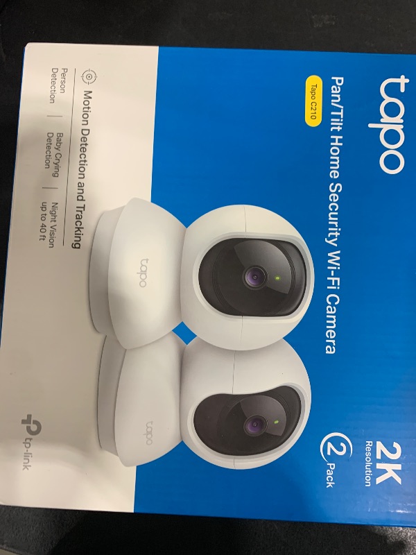 Photo 1 of TP-Link Tapo 2K Pan/Tilt Security Camera for Baby Monitor, Dog Camera w/Motion Detection, 2-Way Audio, Siren, Night Vision, Cloud & SD Card Storage, Works with Alexa & Google Home, 2-Pack (C210P2)