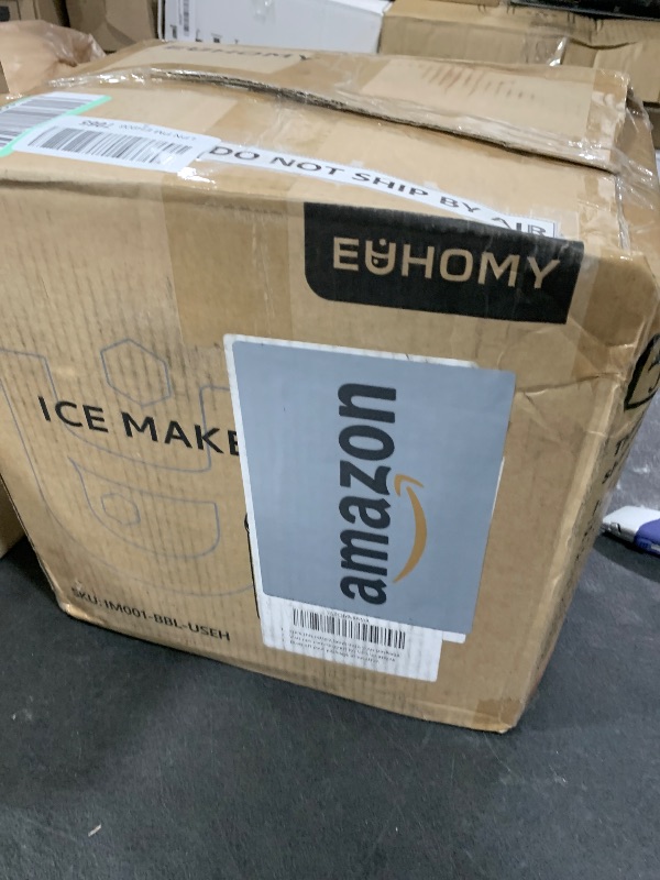 Photo 1 of EUHOMY Countertop Ice Maker Machine with Handle, 26lbs in 24Hrs, 9 Ice Cubes Ready in 6 Mins, Auto-Cleaning Portable Ice Maker with Basket and Scoop, for Home/Kitchen/Camping/RV. (Black)