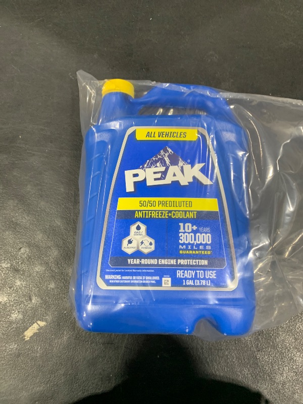 Photo 1 of PEAK All Vehicles 50/50 Prediluted Antifreeze and Coolant for All Engine Cooling Systems, Long-Lasting Yellow Engine Coolant/Antifreeze for Year-Round Engine Protection, 1 Gal.