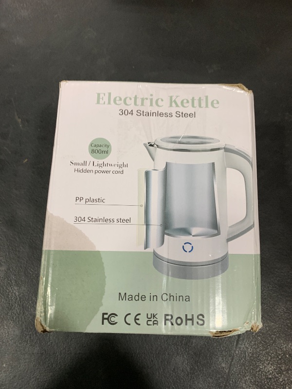 Photo 1 of Sekaer Small Electric Tea Kettle Stainless Steel 0.8L Portable Travel Hot Water Boiler, Mini Electric Coffee Kettle with Auto Shut-Off & Boil Dry Protection, Cordless Base & Green