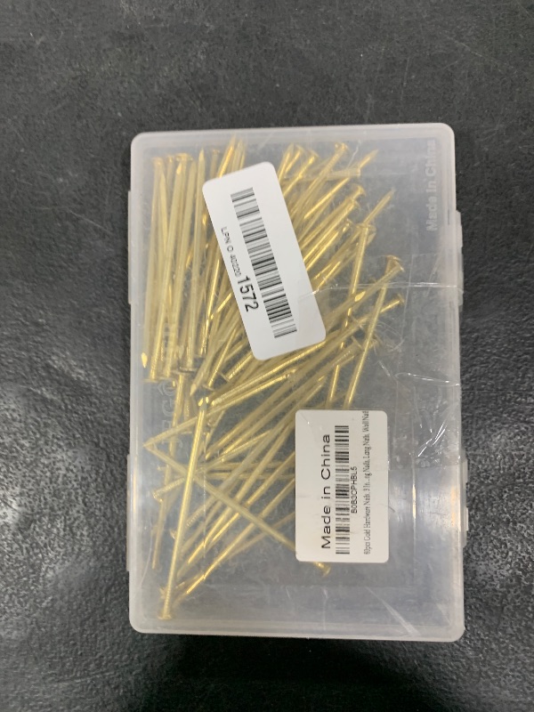 Photo 1 of 60pcs Gold Hardware Nails, 3 Inch Brass Plated Wall Nails for Hanging, Wood & Roofing