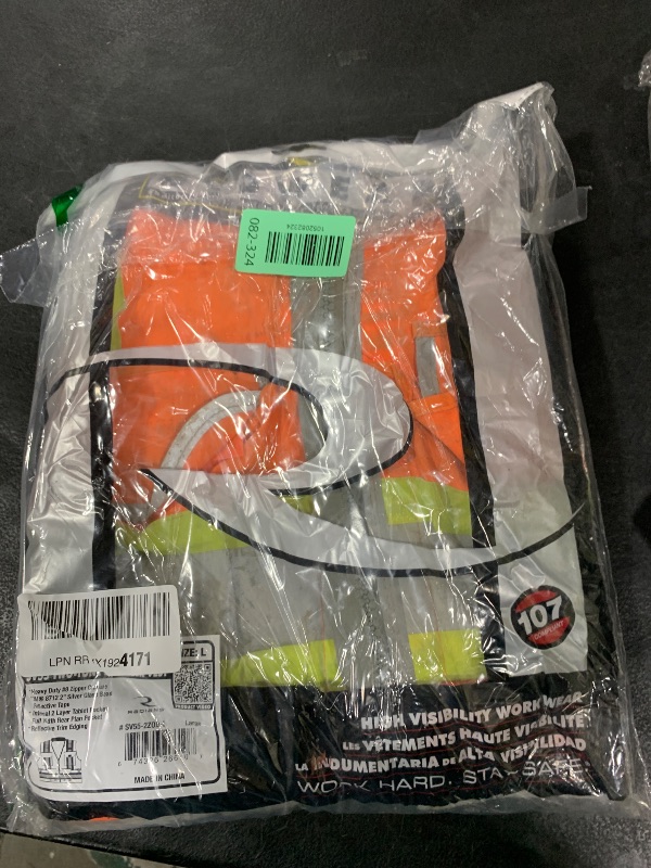 Photo 1 of Radians SV55 Class 2 Heavy Woven Two Tone Engineer Vest with Padded Neck to Support Extra Weight in Cargo Pockets, Orange, Large