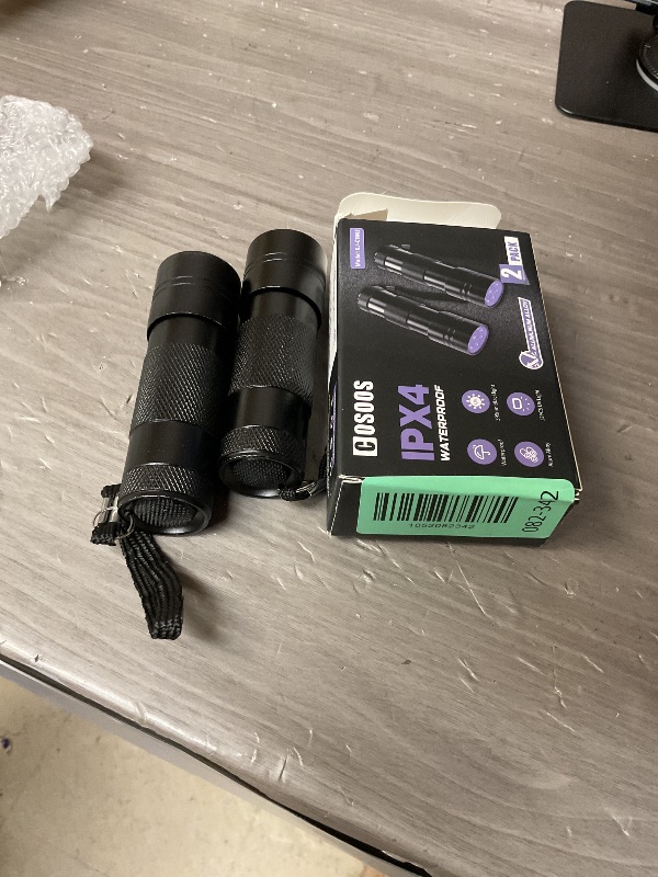 Photo 1 of COSOOS 2 Pack UV Flashlight, 12 LED Handheld Blacklight Flashlight 395nm Mini Light Torch Detector for Dog Pet Urine Stains, Bed Bugs and Scorpions. (Batteries not Included)