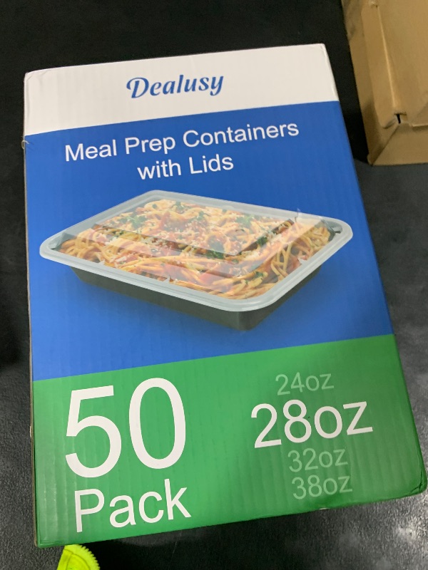 Photo 1 of Dealusy 50 Pack (100-Piece) 28 oz Meal Prep Containers Reusable with Lids, Sturdy Leakproof & Food Safe, Microwave, Freezer, Dishwasher Safe Prep Containers, To Go Take Out Plastic Food Storage