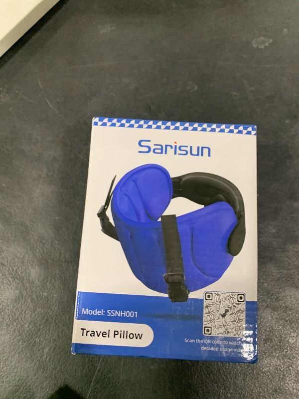 Photo 1 of SARISUN Travel Pillows for Airplanes, Airplane Pillow for Long Flight, Airplane Head Strap with Eye Mask for Sleep, Travel Neck Pillow for Car Road Trip, 360° Support Headrest, Stop Bobblehead, Black