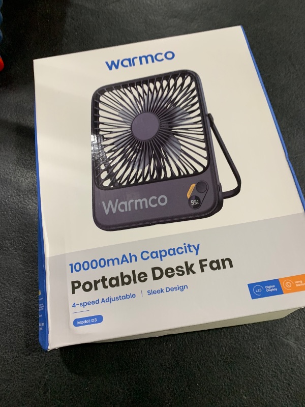 Photo 1 of Warmco 10000mAh Portable Travel Fan 7-inch, [10-24H Runtime] Ultra-thin Digital Display Small Desk Battery Operated Fan for Camping, Office, Bedroom, Cruise Essentials 2025