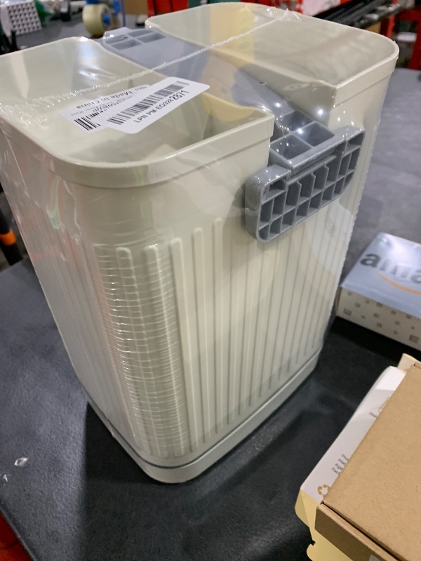 Photo 1 of rejomiik Small Bathroom Trash Can with Lid 2.1 Gallon Soft Close Step Slim Garbage Can Waste Bin for Office, Bedroom, Kitchen, Cream