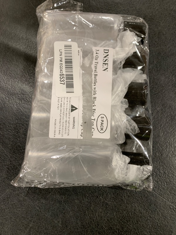 Photo 1 of DNSEN 5 Pack 3.4 oz Travel Bottles for Toiletries TSA Approved Leakproof Plastic Empty Travel Size Bottles Containers with Labels