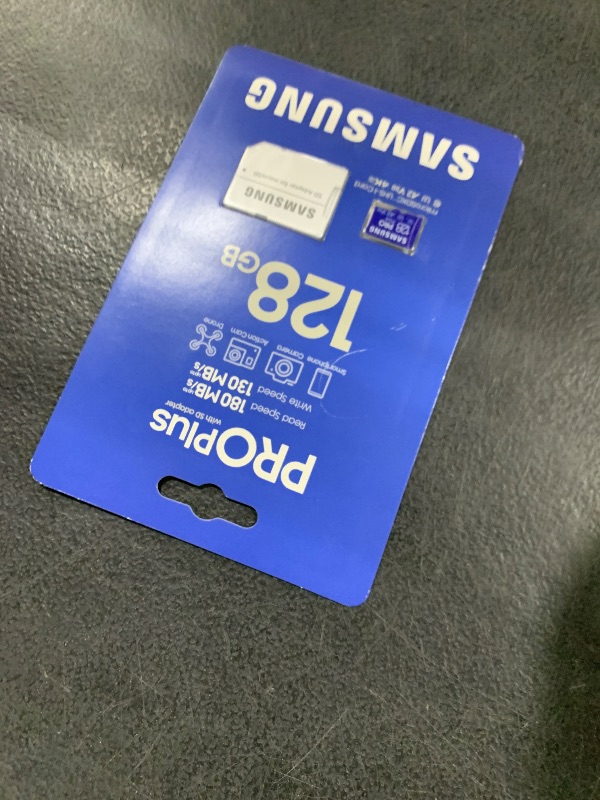 Photo 1 of Samsung PRO Plus microSD Memory Card + Adapter, 128GB microSDXC, Up to 180 MB/s, Full HD & 4K UHD, UHS I, C10, U3, V30, A2, for Android Smartphones, Tablets, GoPRO, and DJI Drone (MB MD128SA/AM)