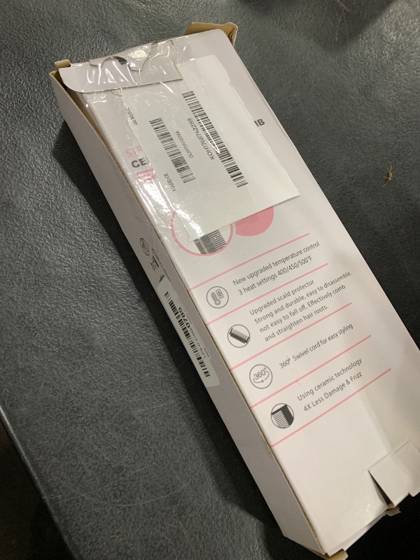 Photo 1 of DAN Technology 500 High Heat hot Comb Hair Straightener, Pink, Adjustable Temperature, Dual Voltage, for Wigs, Professional Pressing Comb for African American Hair