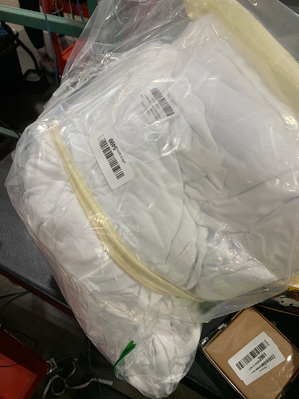 Photo 1 of 10ftx30ft White Ceiling Drapes for Wedding Parties, Wrinkle Free Polyester 2 Panels 5x30ft Long Tent Curtains Draping Cloth Arch Drapery for Birthday Party Event Tent Canopy Venue Decoration