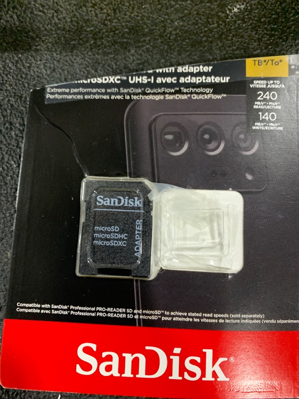 Photo 1 of SanDisk 2TB Extreme microSDXC UHS-I Memory Card with Adapter - Up to 240MB/s, C10, U3, V30, 4K, 5K, A2, Micro SD Card- SDSQXAV-2T00-GN6MA