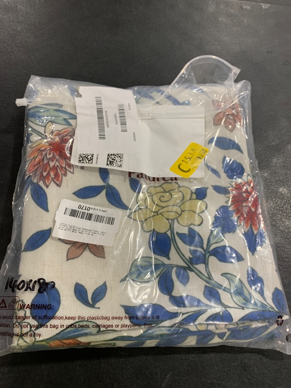 Photo 1 of patdrea Designer Blue Tablecloth for Rectangle Tables,Vintage Linen with Leaves and Flowers Pattern Tablecloths,Farmhouse Floral Table Cover Cloth Decor for Kitchen Dining Christmas,55"*71"