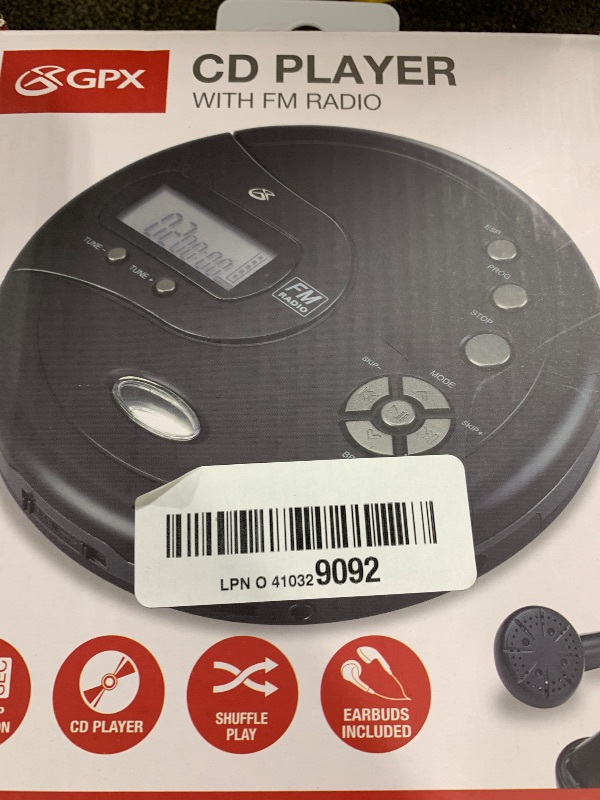 Photo 1 of GPX PC332B Portable CD Player with Anti-Skip Protection, FM Radio and Stereo Earbuds - Black