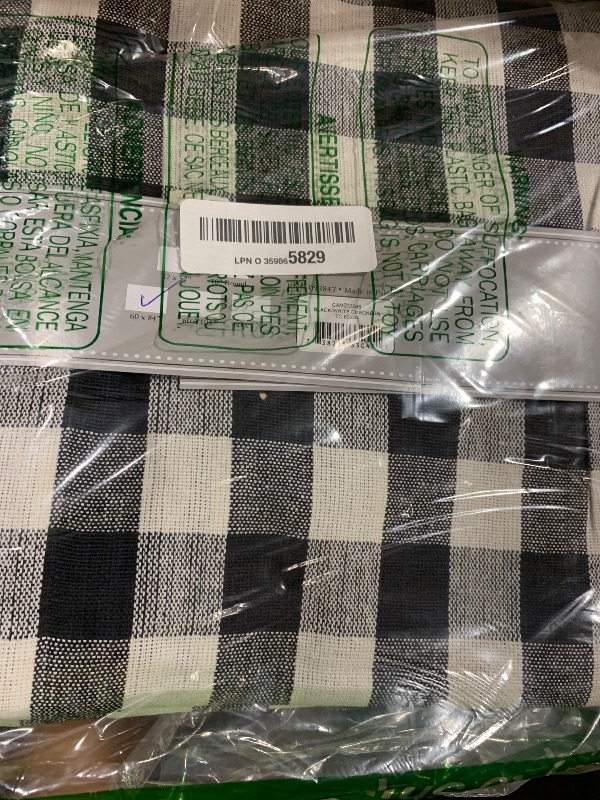 Photo 1 of DII Checkered Tabletop Collection 100% Cotton, Machine Washable, Tablecloth, 60x84, Black