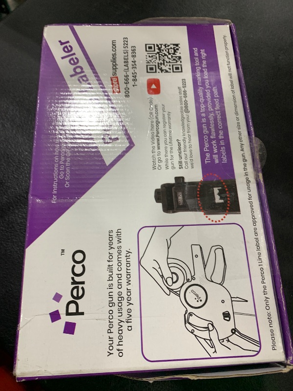 Photo 1 of Perco Pro 2 Line Price Gun, 8 Digit 2 Line Price Label Gun Preloaded with Roll of 750 White Labels & Inker