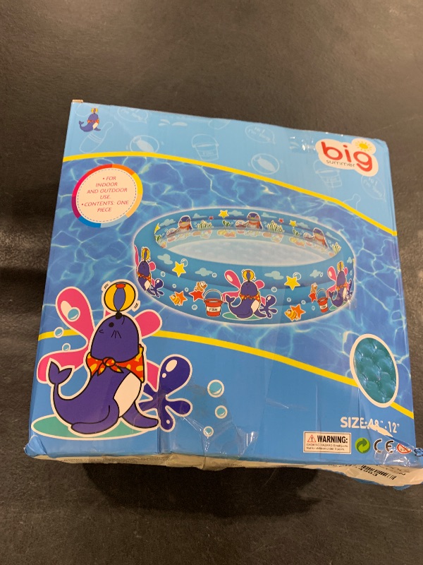 Photo 1 of 3 Rings Kiddie Pool for Toddler, 48”X12”?Kids Swimming Pool, Inflatable Baby Ball Pit Pool, Small Infant Pool (Blue)