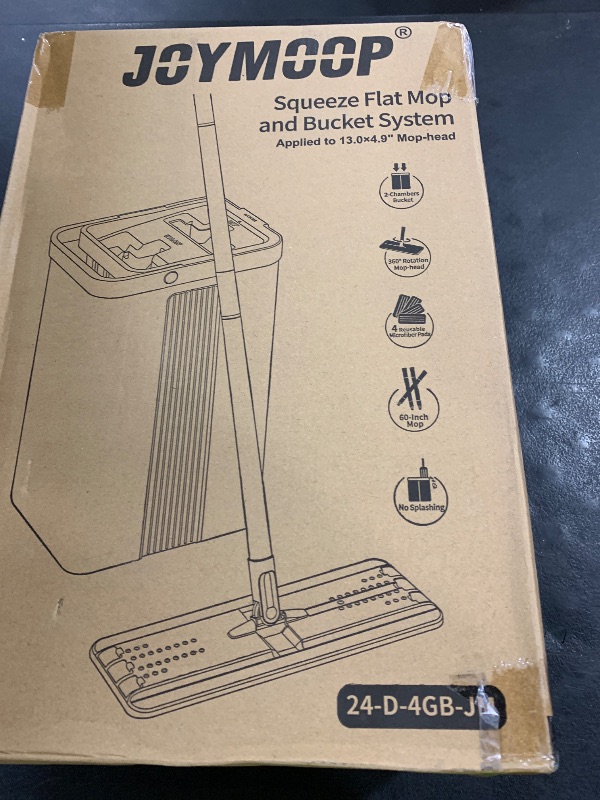 Photo 1 of JOYMOOP Mop and Bucket Set with Wringer, Flat Mops for Floor Cleaning, Wall Mop Cleaner with Long Handle, Hardwood Floor Mop with 4 Microfiber Pads