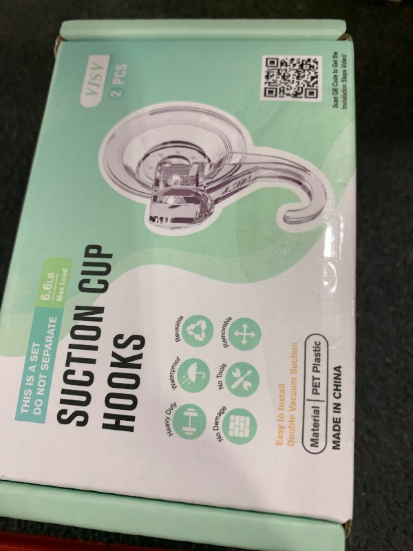 Photo 1 of VIS'V Suction Cup Hooks, Small Shower Suction Hooks, Heavy Duty, Removable and Reusable, Clear, 2 Pcs