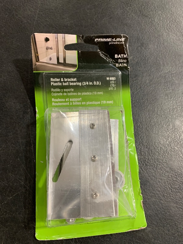 Photo 1 of Prime-Line M 6053 Frameless Shower Door Top Bracket Roller Assembly, 3/4 In. Round Plastic Wheel, Ball Bearings, Extruded Aluminum, Bright Finish, Chrome(2 Pack)