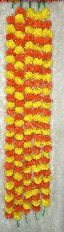 Photo 1 of KTD Gopala Marigold Garland (5Pcs in 1 Pkt) Decoration For Pooja, Diwali, Christmas, Weddings Etc Orange & Yellow Color 5ft Approx