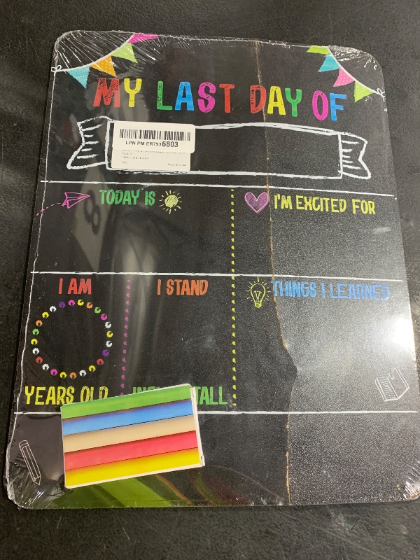 Photo 1 of SUNEE First & Last Day of School Chalkboard Sign (11x14 inches, Double-Sided), My Large Back to School Board, for Kids - Preschool, Kindergarten, 1st Grade Supplies