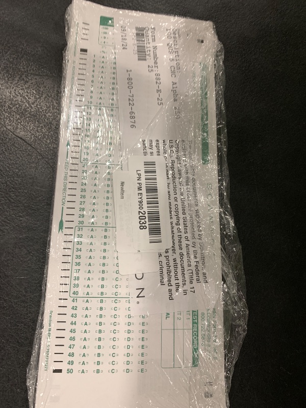 Photo 1 of Official Scantron Brand 882-E Answer Sheet. (25 Pack)