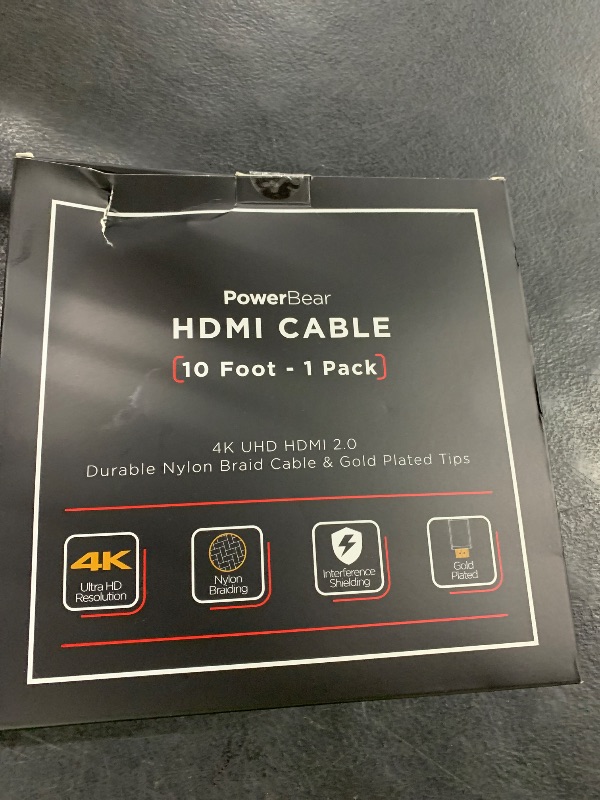 Photo 1 of PowerBear 4K HDMI Cable 10 ft | High Speed Hdmi Cables, Braided Nylon & Gold Connectors, 4K @ 60Hz, Ultra HD, 2K, 1080P, ARC & CL3 Rated | for Laptop, Monitor, PS5, PS4, Xbox One, Fire TV, & More
