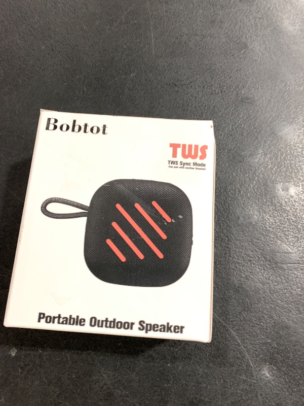 Photo 1 of Bobtot Portable Bluetooth Speakers, Wireless IPX7 Waterproof Mini Speaker with 16H Playtime, Loud Stereo Sound, TWS, Built-in Microphone, Small Size with Lanyard, Black