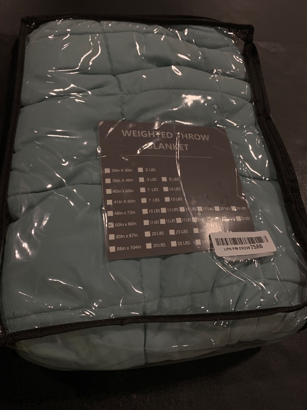 Photo 1 of yescool Weighted Blanket for Adults (20 lbs, 60” x 80”, Teal) Cooling Heavy Blanket for Sleeping Perfect for 190-210 lbs, Queen Size Breathable Blanket with Premium Glass Bead, Machine Washable