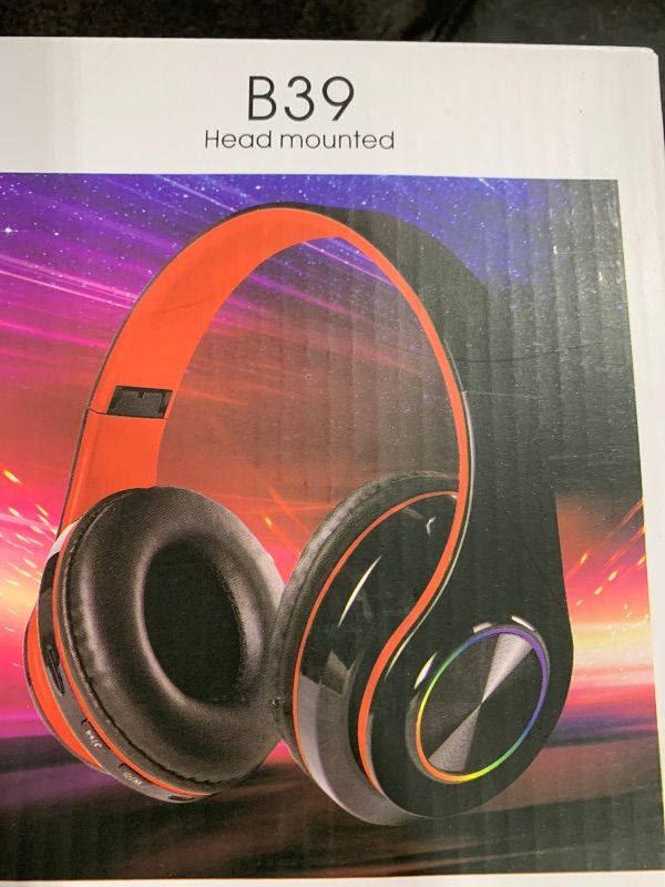 Photo 1 of Fragolucyou Wireless Bluetooth Headphones-Colorful Lights,Large Battery Capacity,Foldable,Bluetooth 5.0,10 m Range,Stereo Surround,Built-in Microphone,Comfortable affixed Ears (Black)