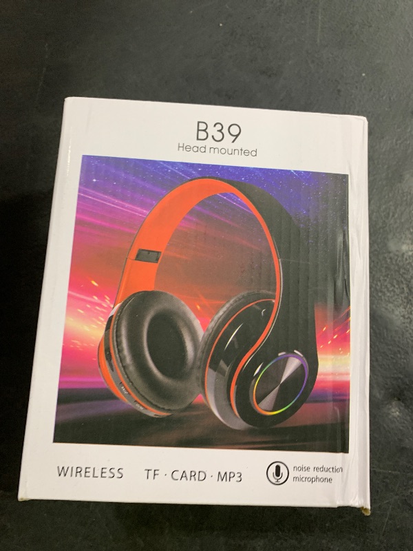 Photo 1 of Fragolucyou Wireless Bluetooth Headphones-Colorful Lights,Large Battery Capacity,Foldable,Bluetooth 5.0,10 m Range,Stereo Surround,Built-in Microphone,Comfortable affixed Ears (Black)