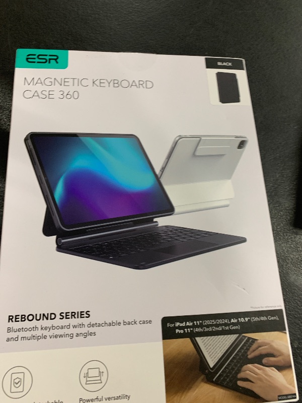 Photo 1 of ESR iPad Air 11 Inch Case with Keyboard (M3/M2, 2025/2024) & iPad Pro 11/Air 5th/4th Gen Keyboard, Easy-Set Magnetic Stand, Portrait/Raised Modes, with Removable Protective Case, Black