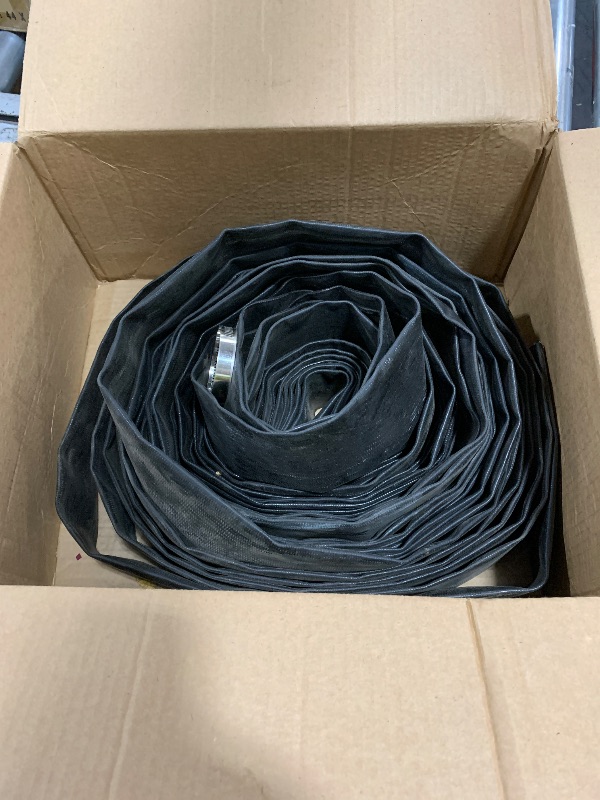Photo 1 of Geowaky 2" x 100 FT Pool Backwash Hose, Black Heavy Duty Reinforced PVC Lay Flat Water Discharge Hose for Swimming Pool Filter Pump,with 2 Clamp