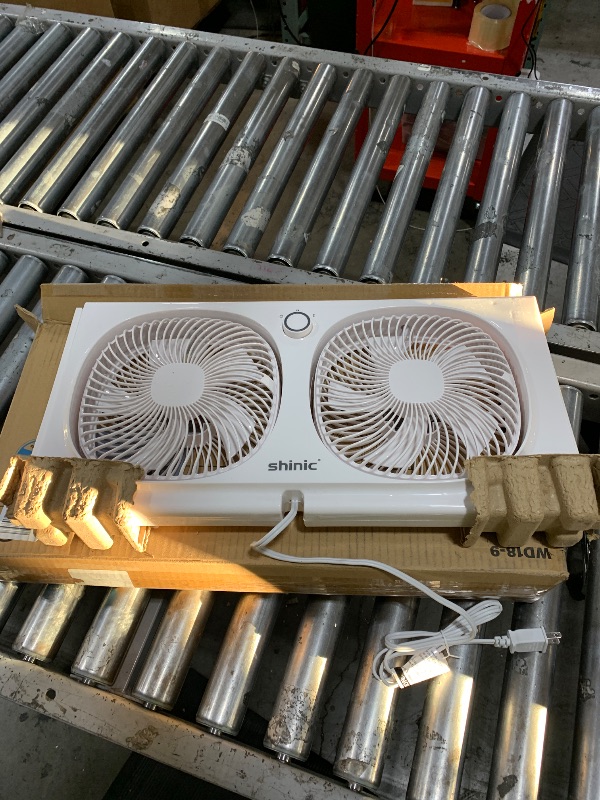 Photo 1 of shinic 9" Twin Window Fan with 180°+90° Rotatable Fans, 2-Speeds, Vertical Window Fan with Rigid & Accordion Expanders, Width Adjustable (21.65" To 33.27"), Ideal for Home, Kitchen, Bedroom, Office