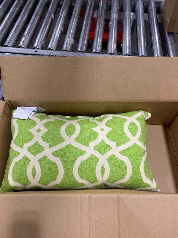 Photo 1 of Pillow Perfect - 512761 Lattice Damask Leaf Rectangular Throw Pillow,Green Beige