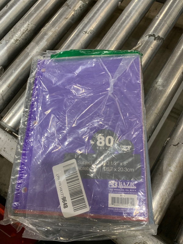 Photo 1 of BAZIC Notebook College Ruled 1 Subject 80 Sheets Wireless Notebooks, Lined Composition Book, Assorted Color, 1 Unit, Random Color