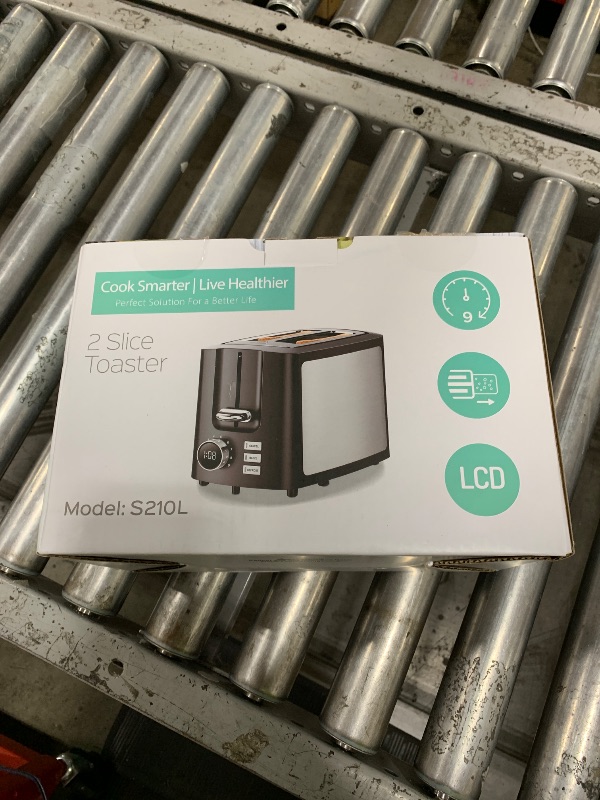 Photo 1 of Toaster 2 Slice Wide Slot Toaster Best Rated Prime Displav Smart Toasters with LCD Digital Countdown Timer and Bagel/Defrost/Cancel/Reheat Function