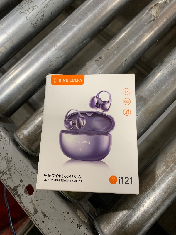 Photo 1 of King Lucky Clip on Earbuds Open Ear Wireless Bluetooth 5.4 Headphones with Mic,50H Play,Noise Cancelling,Waterproof,Sports Ear Buds,Comfortable for Small Ears & Glasses Wearers,Workouts (Purple)