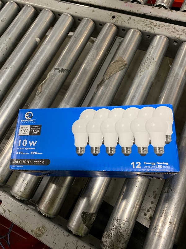 Photo 1 of Energetic Light Bulbs 75 Watt, 1200LM Super Brightness, Daylight 5000K, E26 Standard Base, Non-Dimmable A19 LED Light Bulb, UL Listed, 12 Pack