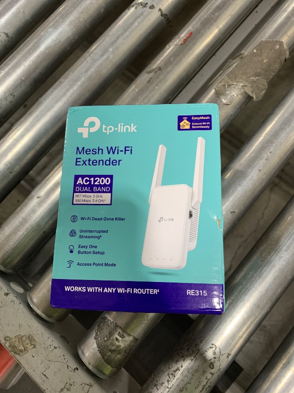 Photo 1 of TP-Link AC1200 WiFi Extender, 2025 Wirecutter Best WiFi Extender, 1.2Gbps Home Signal Booster, Dual Band 5GHz/2.4GHz, Up to 1600 Sq.ft and 32 Devices, EasyMesh Compatible, One Ethernet Port (RE315)